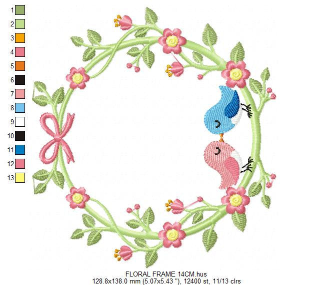 Bird embroidery designs - Birds frame embroidery design machine embroidery pattern - instant download - Floral frame embroidery file flowers