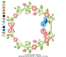 Cargar imagen en el visor de la galería, Bird embroidery designs - Birds frame embroidery design machine embroidery pattern - instant download - Floral frame embroidery file flowers
