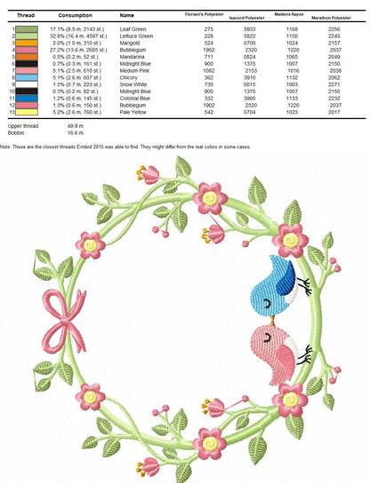 Bird embroidery designs - Birds frame embroidery design machine embroidery pattern - instant download - Floral frame embroidery file flowers