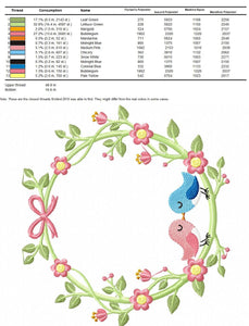 Bird embroidery designs - Birds frame embroidery design machine embroidery pattern - instant download - Floral frame embroidery file flowers