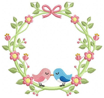 Bird embroidery designs - Birds frame embroidery design machine embroidery pattern - instant download - Floral frame embroidery file flowers