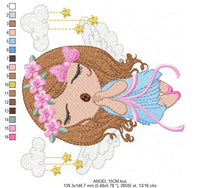 Load image into Gallery viewer, Angel embroidery designs - Baby girl embroidery design machine embroidery pattern - girl with clouds embroidery file - instant download
