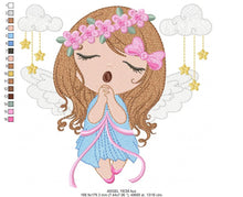 Load image into Gallery viewer, Angel embroidery designs - Baby girl embroidery design machine embroidery pattern - girl with clouds embroidery file - instant download
