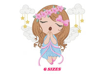 Load image into Gallery viewer, Angel embroidery designs - Baby girl embroidery design machine embroidery pattern - girl with clouds embroidery file - instant download
