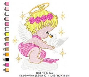 Angel embroidery designs - Girl embroidery design machine embroidery pattern - Boy embroidery file - Angel design instant download file