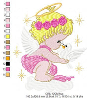 Load image into Gallery viewer, Angel embroidery designs - Girl embroidery design machine embroidery pattern - Boy embroidery file - Angel design instant download file
