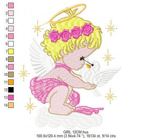 Angel embroidery designs - Girl embroidery design machine embroidery pattern - Boy embroidery file - Angel design instant download file