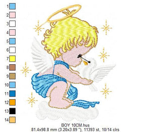 Angel embroidery designs - Girl embroidery design machine embroidery pattern - Boy embroidery file - Angel design instant download file