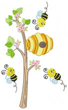 Charger l&#39;image dans la galerie, Bee embroidery design - Beehive embroidery designs machine embroidery pattern - Kitchen embroidery file - bee hive embroidery beekeeping
