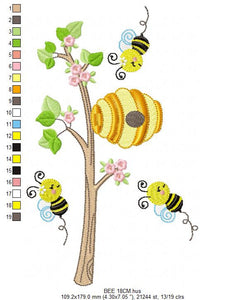 Bee embroidery design - Beehive embroidery designs machine embroidery pattern - Kitchen embroidery file - bee hive embroidery beekeeping