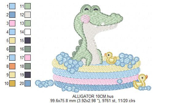 Crocodile embroidery design - Alligator embroidery designs machine embroidery pattern - Animal embroidery file - Bathing time Baby boy