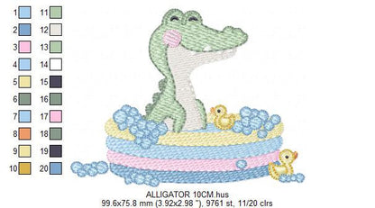 Crocodile embroidery design - Alligator embroidery designs machine embroidery pattern - Animal embroidery file - Bathing time Baby boy