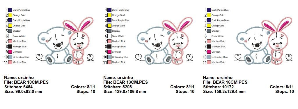 Animals embroidery designs - Bear embroidery design machine embroidery pattern - rabbit embroidery file - Bunny embroidery applique design