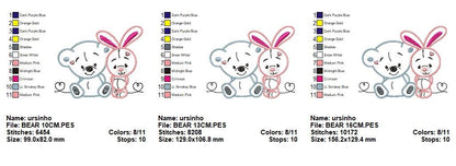 Animals embroidery designs - Bear embroidery design machine embroidery pattern - rabbit embroidery file - Bunny embroidery applique design