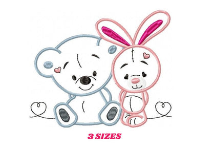 Animals embroidery designs - Bear embroidery design machine embroidery pattern - rabbit embroidery file - Bunny embroidery applique design