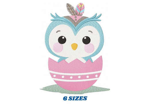 Baby Bird embroidery design - Owl with egg machine embroidery pattern - Baby girl and boy embroidery file - Instant download pes jef dst hus