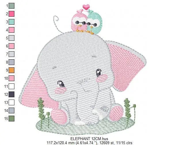 Elephant embroidery designs - Animal embroidery design machine embroidery pattern - Baby girl embroidery file - elephant with bird flowers Marcia Embroidery