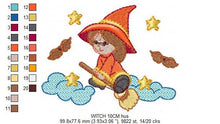 Load image into Gallery viewer, Witch embroidery designs - Halloween embroidery design machine embroidery pattern - instant download - baby girl embroidery Witch broom sky
