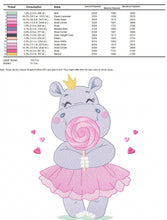 Charger l&#39;image dans la galerie, Hippo embroidery designs - Ballerina embroidery design machine embroidery pattern - Baby girl embroidery file - instant digital download
