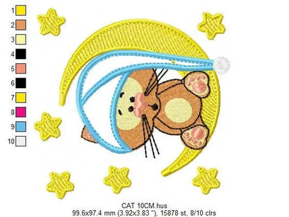 Cat embroidery designs - Moon embroidery design machine embroidery pattern - Cat applique design - Baby boy embroidery file digital file Marcia Embroidery