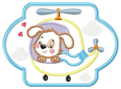 Dog embroidery designs - Helicopter embroidery design machine embroidery pattern - Animal embroidery file - helicopter applique design boy Marcia Embroidery