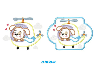 Dog embroidery designs - Helicopter embroidery design machine embroidery pattern - Animal embroidery file - helicopter applique design boy Marcia Embroidery