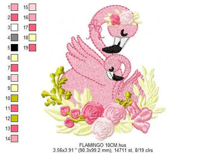 Flamingo embroidery designs - Bird embroidery design machine embroidery pattern - instant download - baby girl embroidery file pink flamingo Marcia Embroidery