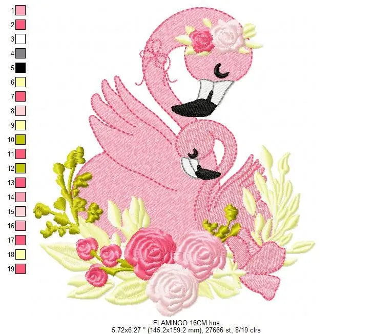 Flamingo embroidery designs - Bird embroidery design machine embroidery pattern - instant download - baby girl embroidery file pink flamingo Marcia Embroidery