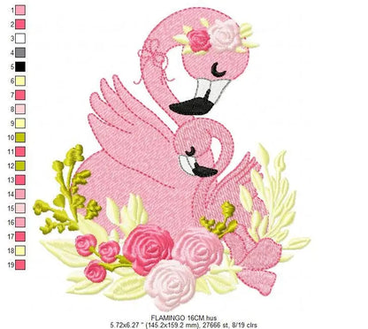 Flamingo embroidery designs - Bird embroidery design machine embroidery pattern - instant download - baby girl embroidery file pink flamingo Marcia Embroidery