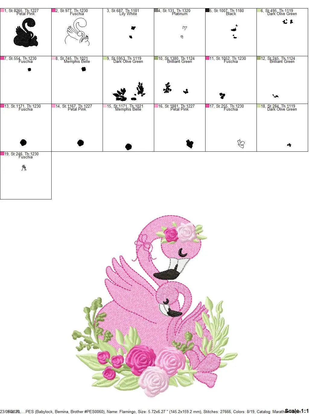 Flamingo embroidery designs - Bird embroidery design machine embroidery pattern - instant download - baby girl embroidery file pink flamingo Marcia Embroidery