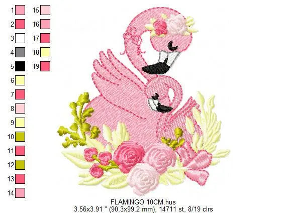 Flamingo embroidery designs - Bird embroidery design machine embroidery pattern - instant download - baby girl embroidery file pink flamingo Marcia Embroidery
