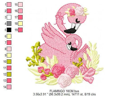 Flamingo embroidery designs - Bird embroidery design machine embroidery pattern - instant download - baby girl embroidery file pink flamingo Marcia Embroidery