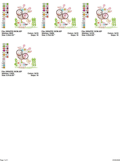 Giraffe embroidery design - Animal embroidery designs machine embroidery pattern - Baby girl embroidery file - Giraffe with glasses download