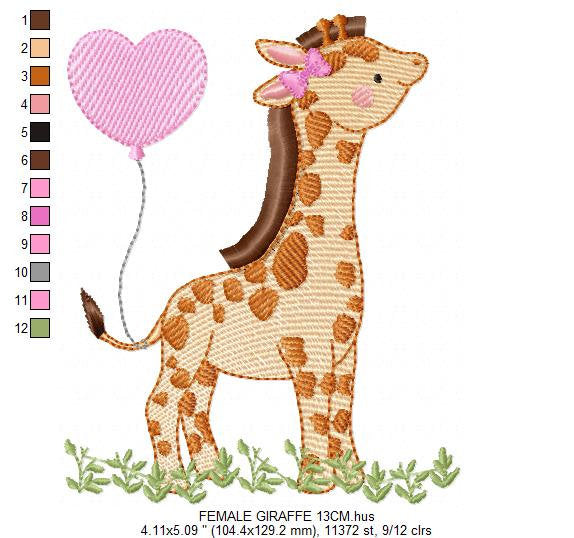 Giraffe embroidery design - Animal embroidery designs machine embroidery pattern - Baby boy embroidery file - Giraffe with butterflies pes