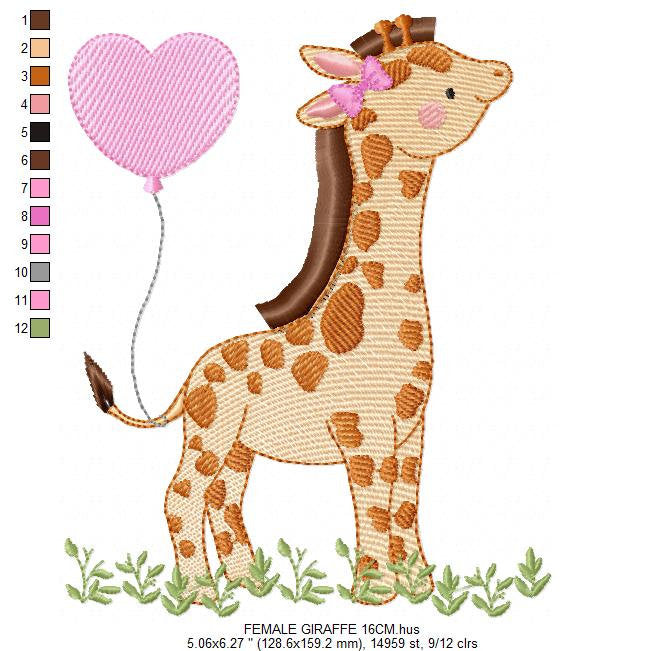 Giraffe embroidery design - Animal embroidery designs machine embroidery pattern - Baby boy embroidery file - Giraffe with butterflies pes