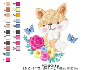 Red Fox embroidery designs - Woodland animals embroidery design machine embroidery pattern - Baby girl embroidery file - instant download