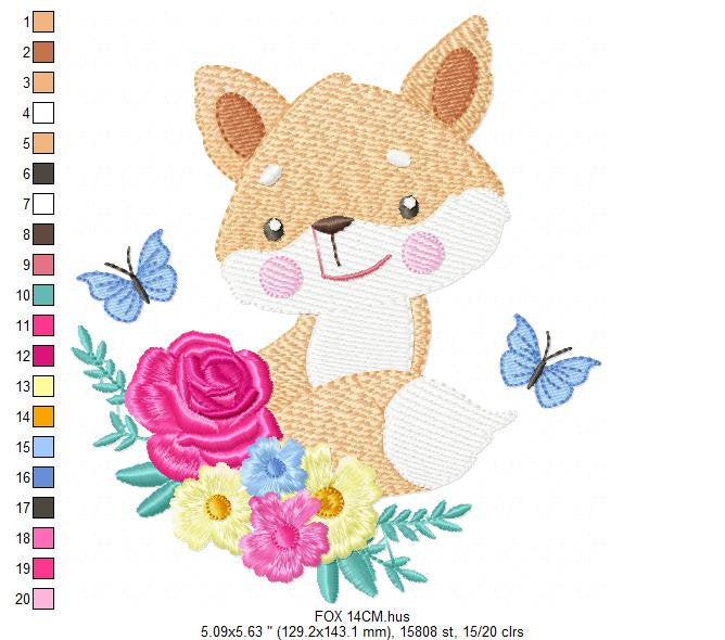 Red Fox embroidery designs - Woodland animals embroidery design machine embroidery pattern - Baby girl embroidery file - instant download
