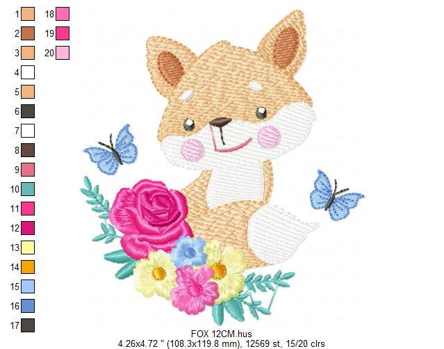 Red Fox embroidery designs - Woodland animals embroidery design machine embroidery pattern - Baby girl embroidery file - instant download