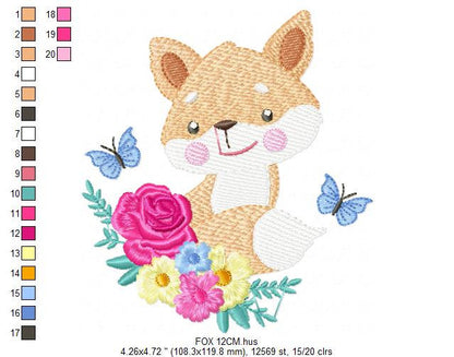 Red Fox embroidery designs - Woodland animals embroidery design machine embroidery pattern - Baby girl embroidery file - instant download