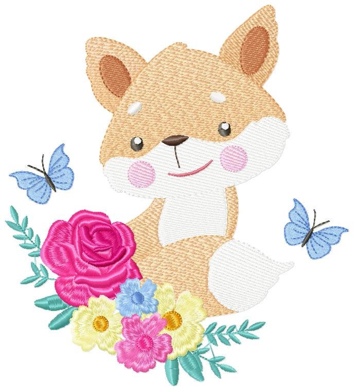 Red Fox embroidery designs - Woodland animals embroidery design machine embroidery pattern - Baby girl embroidery file - instant download