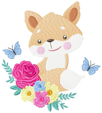 Red Fox embroidery designs - Woodland animals embroidery design machine embroidery pattern - Baby girl embroidery file - instant download