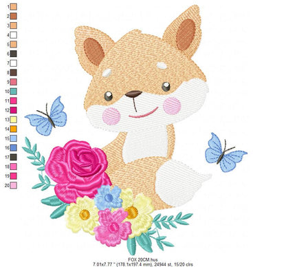 Red Fox embroidery designs - Woodland animals embroidery design machine embroidery pattern - Baby girl embroidery file - instant download