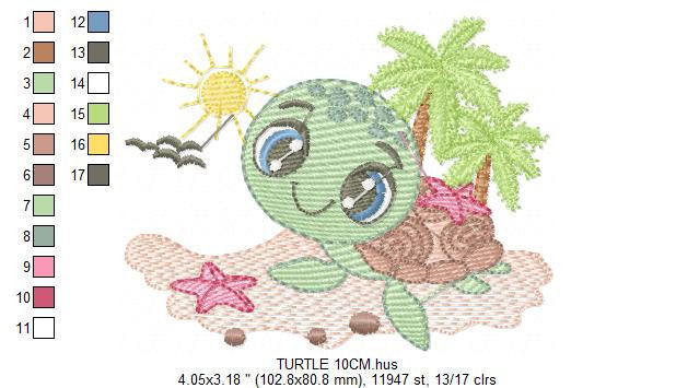 Turtle embroidery design - Ocean animal embroidery designs machine embroidery pattern - Baby boy embroidery - Beach embroidery download