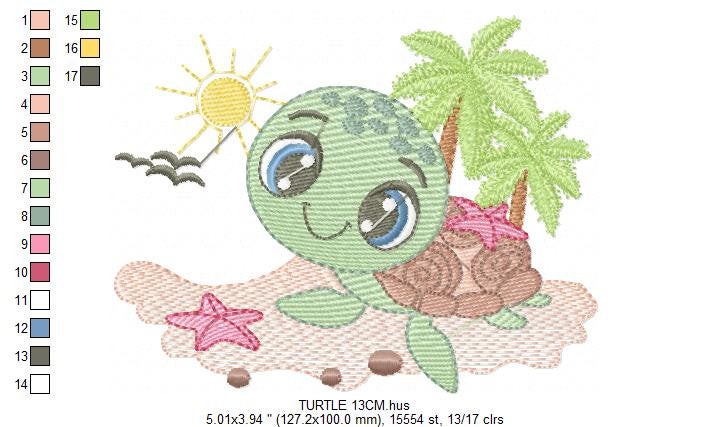 Turtle embroidery design - Ocean animal embroidery designs machine embroidery pattern - Baby boy embroidery - Beach embroidery download