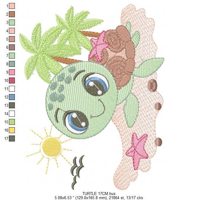 Turtle embroidery design - Ocean animal embroidery designs machine embroidery pattern - Baby boy embroidery - Beach embroidery download
