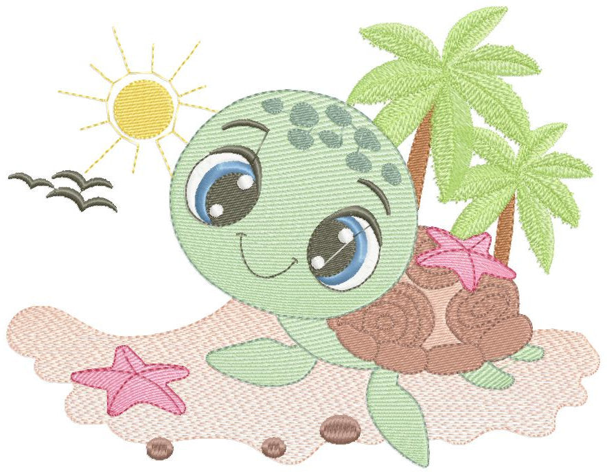 Turtle embroidery design - Ocean animal embroidery designs machine embroidery pattern - Baby boy embroidery - Beach embroidery download