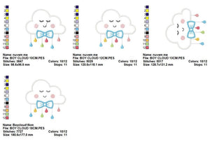 Baby Cloud embroidery design - Baby Boy embroidery design machine embroidery pattern - kid embroidery file - cloud applique design download