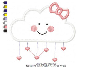 Baby Cloud embroidery design - Baby girl embroidery design machine embroidery pattern - kid embroidery file - cloud applique design download