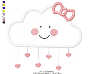 Baby Cloud embroidery design - Baby girl embroidery design machine embroidery pattern - kid embroidery file - cloud applique design download