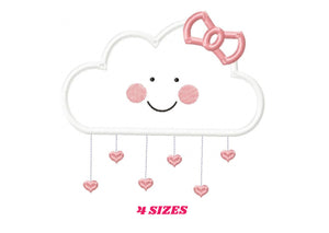 Baby Cloud embroidery design - Baby girl embroidery design machine embroidery pattern - kid embroidery file - cloud applique design download